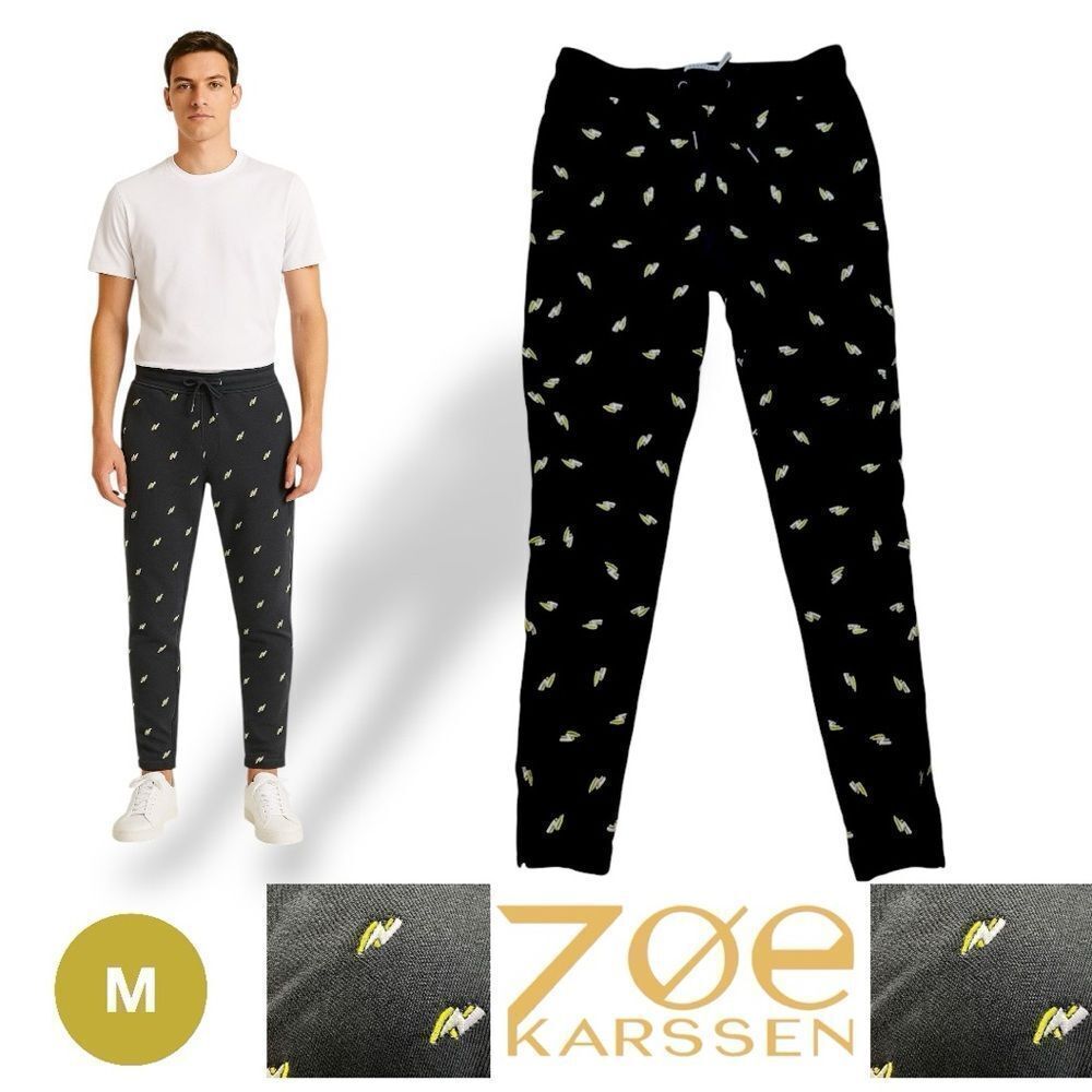 Zoe Karssen Lightning Bolt Sweat Pants Medium Black Comfort Pockets